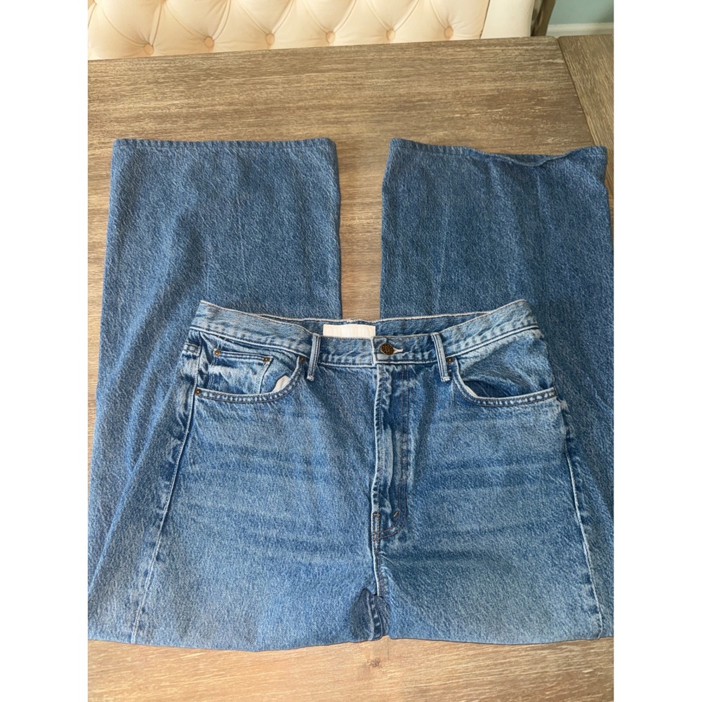 Mother The Lemon Twist Sneak Jeans Rolling In The Dough Blue Wide Leg 32 - Picture 3 of 10